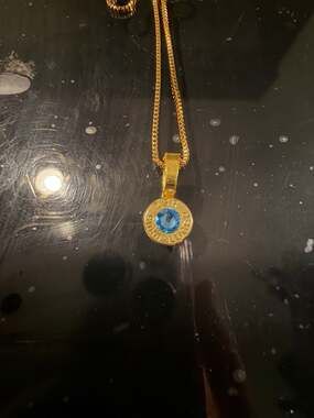 ZSR 9mm Luger Bullet Casing Teal Swarovski Crystal Pendant Necklace with 16in ch